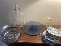 Lot of Decorative Glassware, Lidded Floral B