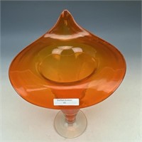 Vintage Art Glass Orange JIP Vase