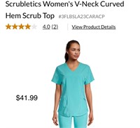 Sz M Scrubletics Women's V-Neck Curved Hem Scrub