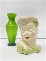 Vintage Glamour Girl Head Vase