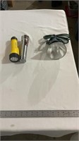 2 flashlights ( untested), extension cord lamp (