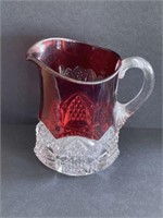 Early American pattern Glass pitcher Red Clear
