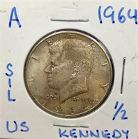 U.S. Gem B.U. 1964 Silver 1/2 Dollar