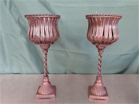 (2)Cast & Rod Iron candle holders