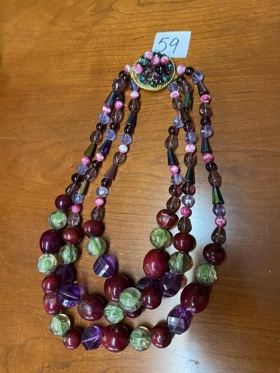 Three strand beaded necklace