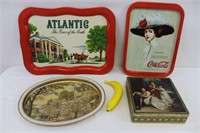 Vintage Tin Trays & Biscuit Tin