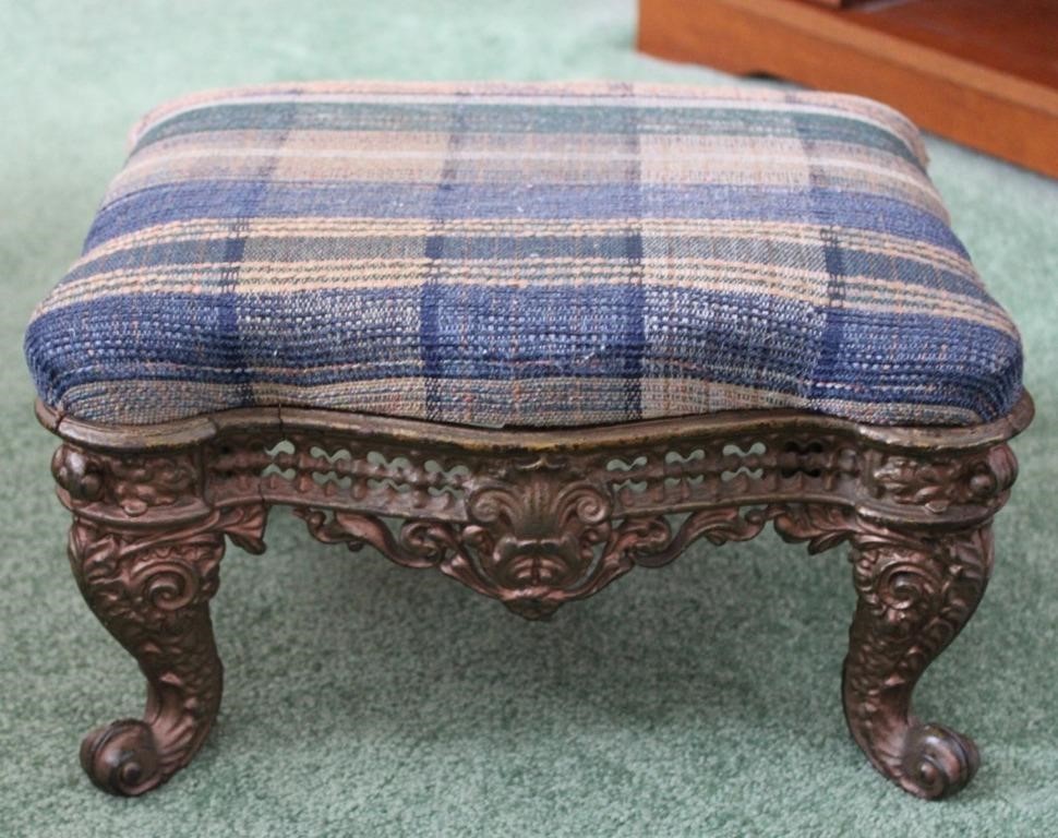 Antique Cast Metal Ornate Foot Stool