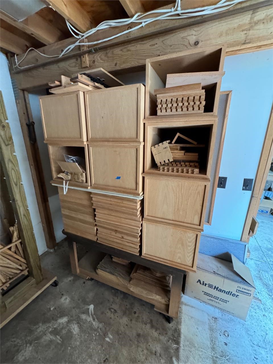 Wooden Rollaround Shop Cart w/Cabinets