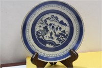 Chinese Export Canton Pattern Blue and White Plate