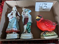 2 Lady Figurines Marked Japan & Cardinal Figurine