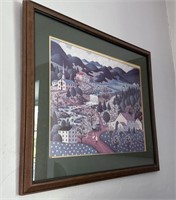Framed country print approx 17”x21”