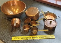 Copper bowl and pans