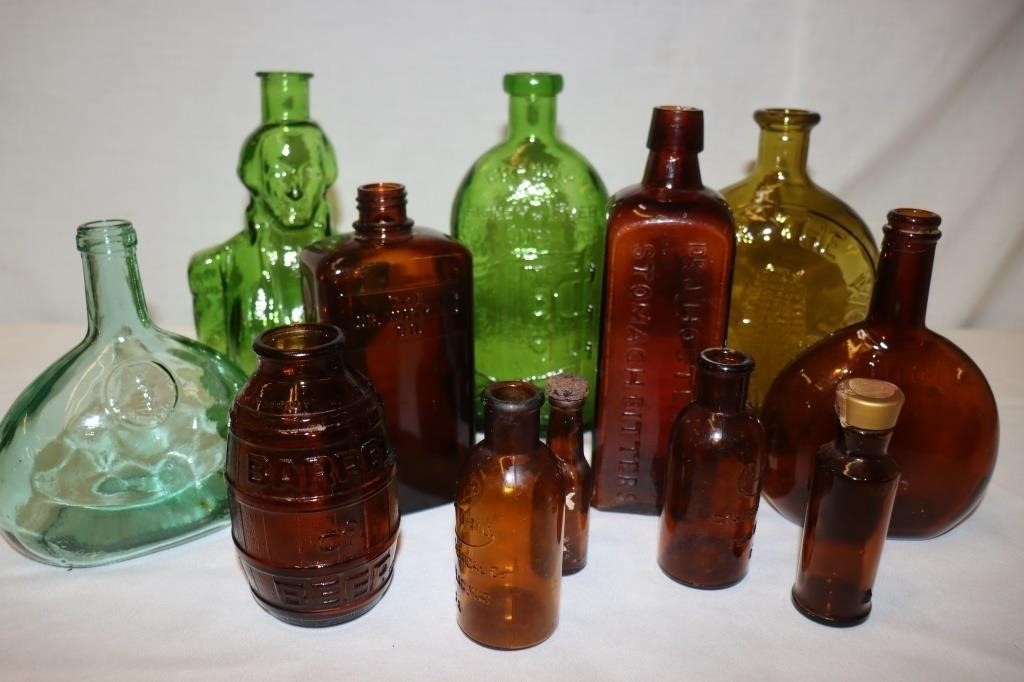 Brown & Green Glass Bottles: