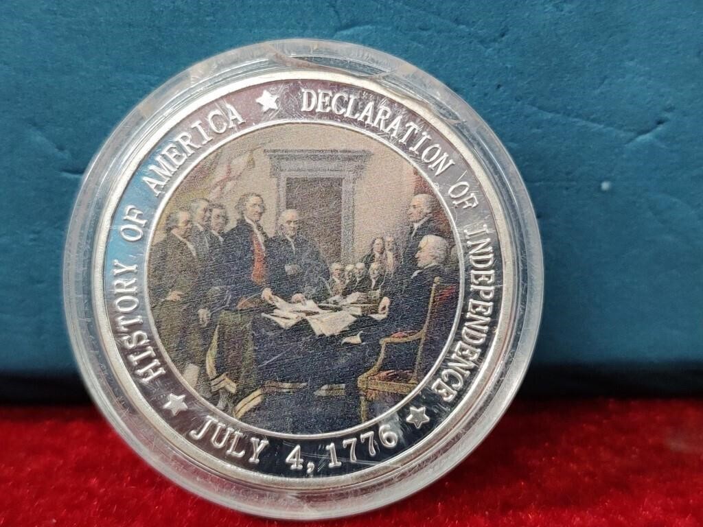 Declaration of Independence Colorized Coin