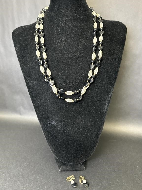 Black and White Necklace and Earrings