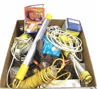 Assorted Shop Lights, Light Bulbs, Extension Cords