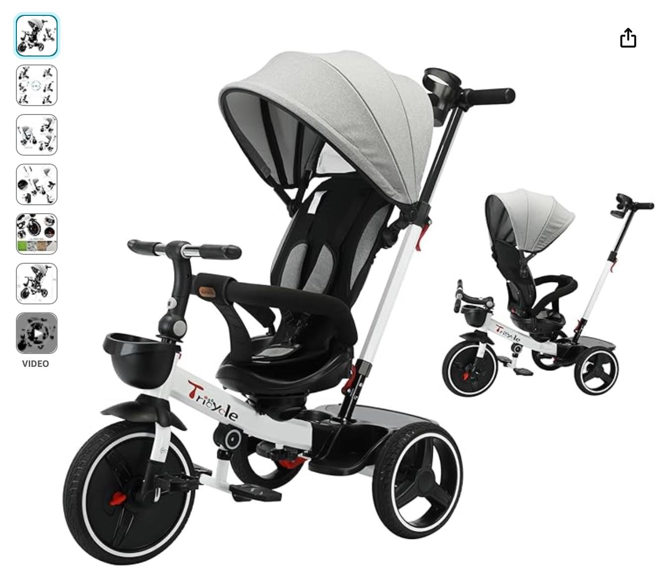 UBRAVOO Baby Tricycle,6-in-1 Baby Push Bike