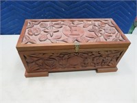 Wooden Highly Carved 12" x 7" Stash All Trunk