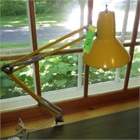 VINTAGE ADJUSTABLE CLAMP ON DESK LAMP- YELLOW