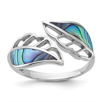 Sterling Silver Rhodium-Plated Polished Abalone