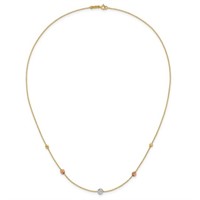 14K Tri-Color  Beads Beaded Chain Necklace