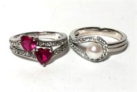 Sterling Rings Inset Clear & Colored Stones