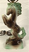 1950s Raring Stalliion Horse Pottery Lamp