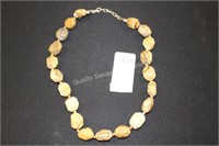 sterling silver polished stone necklace