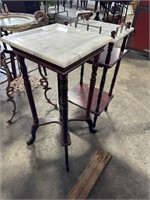 (2) Marble Top Cherry Parlor Tables.