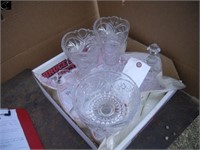 2 Crystal Bells, 2 Crystal Vases, Crystal Bowl,