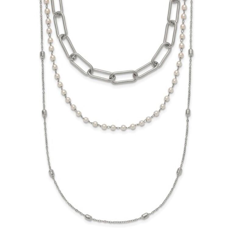 Stainless Steel Cultured Pearl Necklace