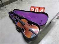 VIOLIN IN CASE- NEEDS REPAIR NO BOW