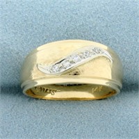 Waive Design Diamond Band Ring in 14K Yellow and W
