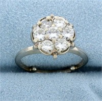 1ct TW Diamond Vintage Cluster Ring in 14K White G