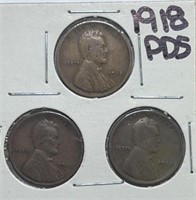 1918PDS  Lincoln Cents