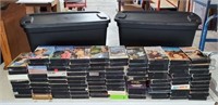 98 VHS Movies & 2 Storage Totes