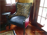 Red Leather & Zebra Velvet Print Chair