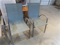 PAIR OF METAL FRAMED MESH SEATING PATIO CHAIRS