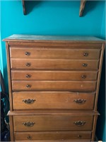 VTG 6 DRAWER CHEST ON CHEST 34X17X48