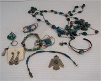 Collection of turquoise jewelry (Most with