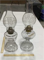 2 glass oil lamps-19 in
