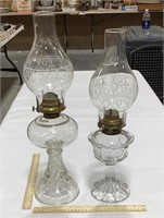 2 glass oil lamps-19.5,18