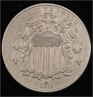 1868 SHIELD NICKEL XF/AU