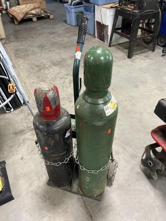 Oxygen- Acetylene Torch Tanks on Cart