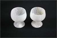 Pair of Marble Small Goblets 4"