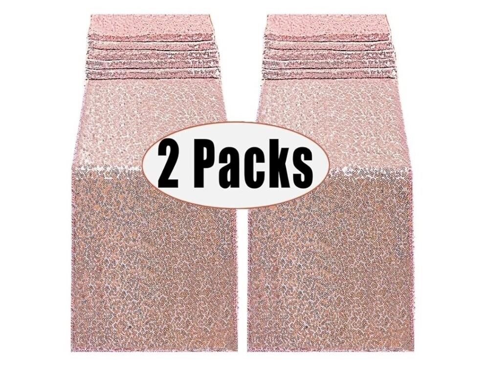 New Fecedy 2pcs 12 x 108inch Glitter Rose Gold