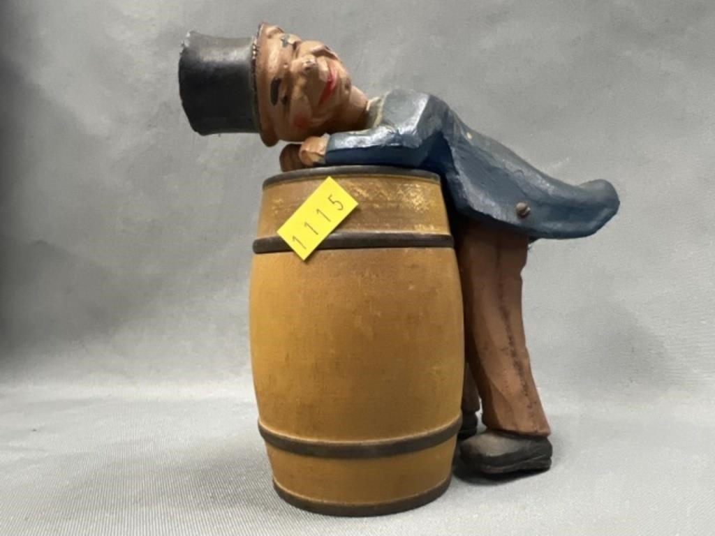 Unsigned Carved Wood Canister