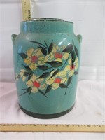 Hand Painted Crock - Lid has a chigger