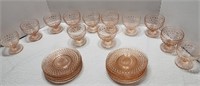 24pc. Pink Hobnail Glassware