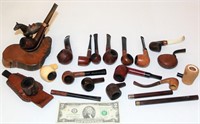 Smoking Pipe Collection w Stand & Parts